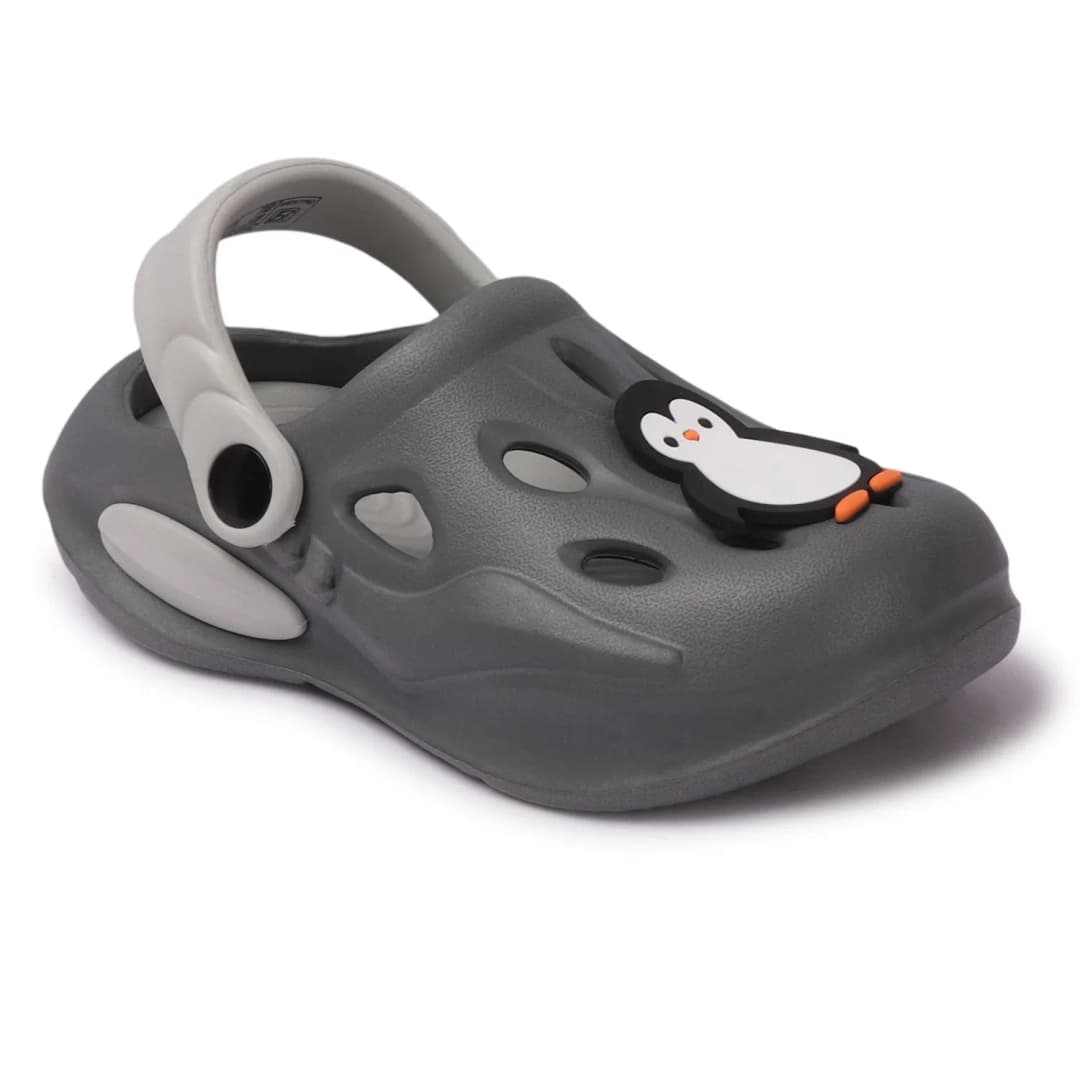 Playminis Kids Grey Penguin Clogs - Cute Animal Design Footwear on Amazon India